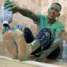 MessyGuys: Zeus Plays with Feet+slimes+pie in the Face