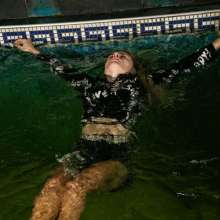 wet.look.me: Wetlook girl in tights and heels gets wet in the pool | Wetlook.biz