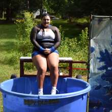 JD and Messy Andi: Cheerleader Dunked!