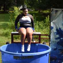 JD and Messy Andi: Cheerleader Dunked!