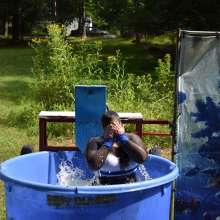 JD and Messy Andi: Cheerleader Dunked!