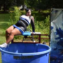 JD and Messy Andi: Cheerleader Dunked!