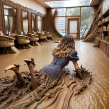 Bobographer: Mudslide--The Movie--scene three--beauty stopped by mud