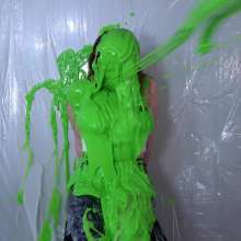 Miss Nicole: Anastasia Maye Slimed in Satin Panties and Leather Pants
