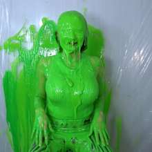 Miss Nicole: Anastasia Maye Slimed in Satin Panties and Leather Pants