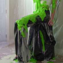 Miss Nicole: Anastasia Maye Slimed in Satin Panties and Leather Pants