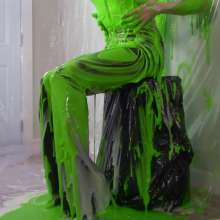 Miss Nicole: Anastasia Maye Slimed in Satin Panties and Leather Pants