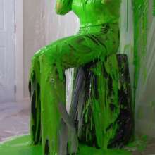 Miss Nicole: Anastasia Maye Slimed in Satin Panties and Leather Pants