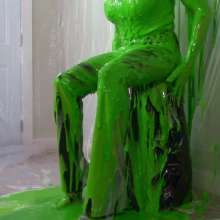 Miss Nicole: Anastasia Maye Slimed in Satin Panties and Leather Pants