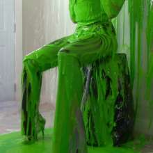 Miss Nicole: Anastasia Maye Slimed in Satin Panties and Leather Pants