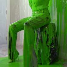Miss Nicole: Anastasia Maye Slimed in Satin Panties and Leather Pants