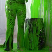 Miss Nicole: Anastasia Maye Slimed in Satin Panties and Leather Pants