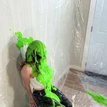 Miss Nicole: Anastasia Maye Slimed in Satin Panties and Leather Pants