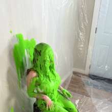 Miss Nicole: Anastasia Maye Slimed in Satin Panties and Leather Pants