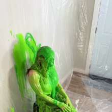 Miss Nicole: Anastasia Maye Slimed in Satin Panties and Leather Pants