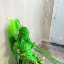 Miss Nicole: Anastasia Maye Slimed in Satin Panties and Leather Pants