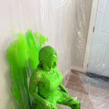 Miss Nicole: Anastasia Maye Slimed in Satin Panties and Leather Pants