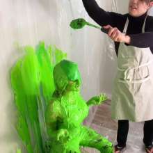 Miss Nicole: Anastasia Maye Slimed in Satin Panties and Leather Pants