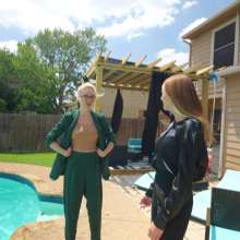 WetlookFashion: Angel, Petra, Hannah and Joy Have a Wet Business Meeting