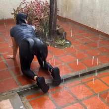 Wam Bagheera Studio: Bagheera Gets Soaked in The Rain in Gym Clothes