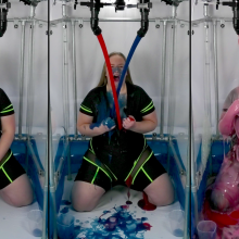 CheekyLuna: CheekyLuna's Gunged In Black And Yellow Zippy Swimsuit