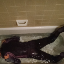 shinyslick_1999: Cosplay Suit in the Bath