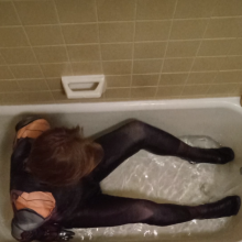 shinyslick_1999: Cosplay Suit in the Bath