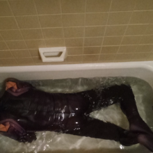 shinyslick_1999: Cosplay Suit in the Bath