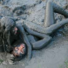 Owen: Crystal and Cherry Play in the Mud!  Photos