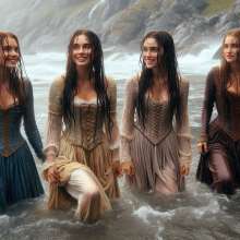 Wetmaxiskirts: Mediaeval Princesses Indulge Their Fantasies (Wetlook)
