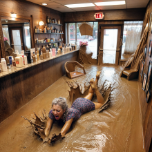 Bobographer: Mudslide--The Movie--scene three--beauty stopped by mud