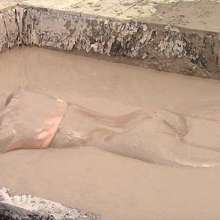 FOXY: Mia, torn pantyhose in mud