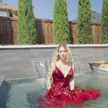 WetlookFashion: Jessica Swims in a Red Ball Gown