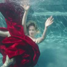 WetlookFashion: Jessica Swims in a Red Ball Gown