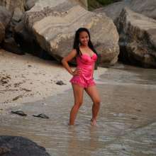 Owen: Joy Wet at the Beach in Lingerie--Photos