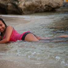 Owen: Joy Wet at the Beach in Lingerie--Photos