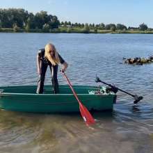 eileenvogel: W461 Eileen boating in a leather jumpsuit