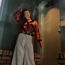 WetlookFashion: Lilith Swims in an Elegant Pant Outfit