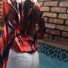 WetlookFashion: Lilith Swims in an Elegant Pant Outfit