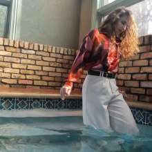 WetlookFashion: Lilith Swims in an Elegant Pant Outfit