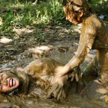 Owen: Mud Spa!  Ness and Jorie--Photos