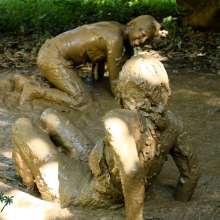 Owen: Mud Spa!  Ness and Jorie--Photos