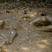 Owen: Mud Spa!  Ness and Jorie--Photos