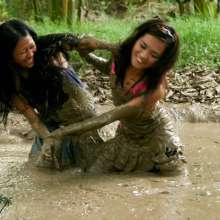 Owen: Cathy and Angie Wrestling--Photos