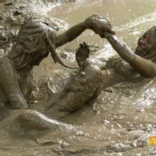 Owen: Cathy and Angie Wrestling--Photos