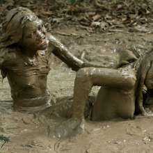 Owen: Cathy and Angie Wrestling--Photos