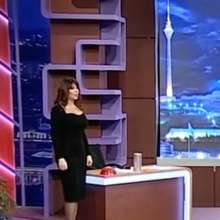 mad_mick_at: Azerbaijani talkshow-hostess executes a messy punishment on male guest