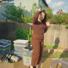 WetlookFashion: Tina Swims in a Brown Business Outfit