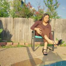 WetlookFashion: Tina Swims in a Brown Business Outfit