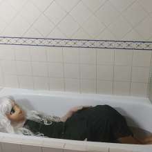 Wetlook Doll: Wet Green Formal Dress